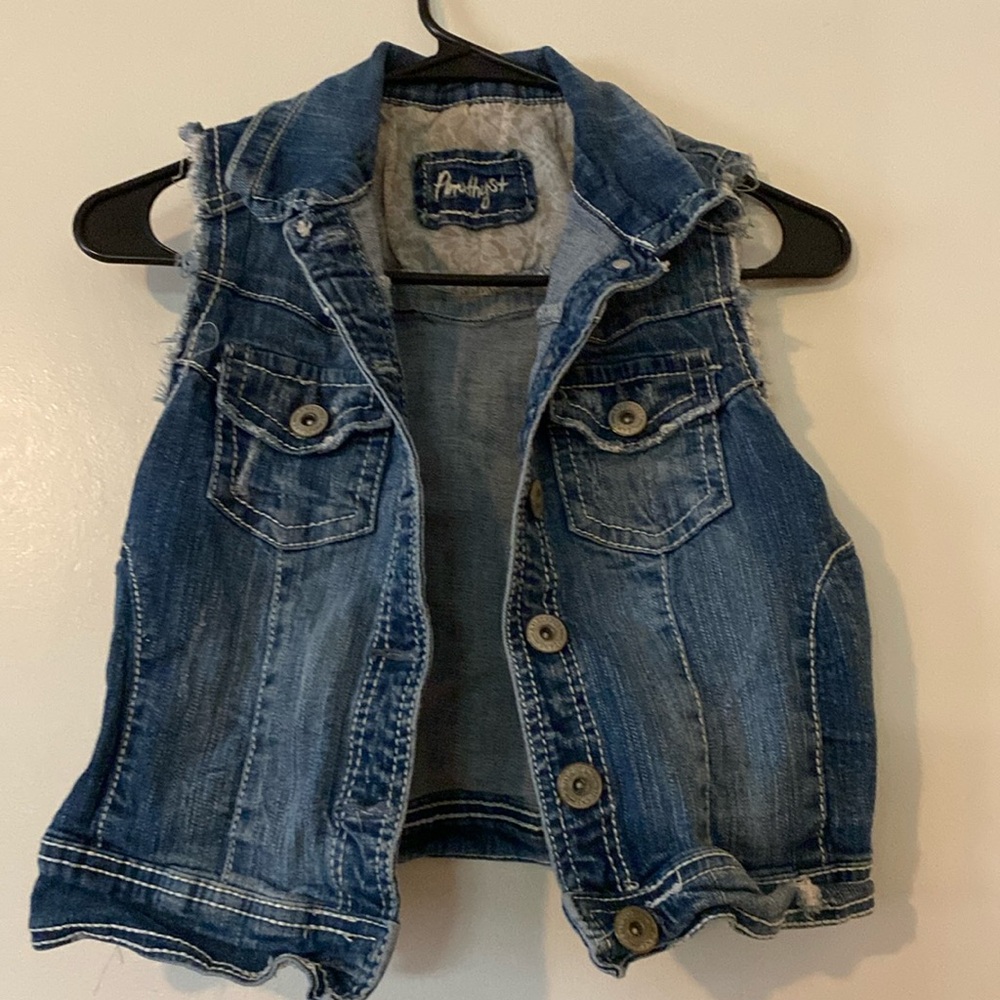 Blue Denim Vest with Button Closure
